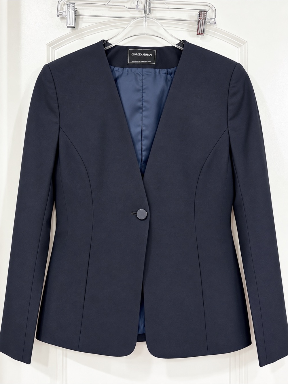 Giorgio Armani Navy Women's Tailored Single-Button Blazer #405